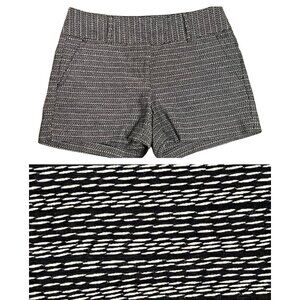 Ann Taylor Shorts Womens 6 Black White‎ Textured Woven High Rise Dressy Modern